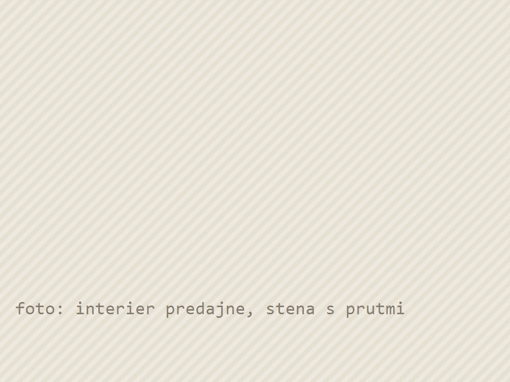 Interiér predajne Hlbina, stena s prútmi